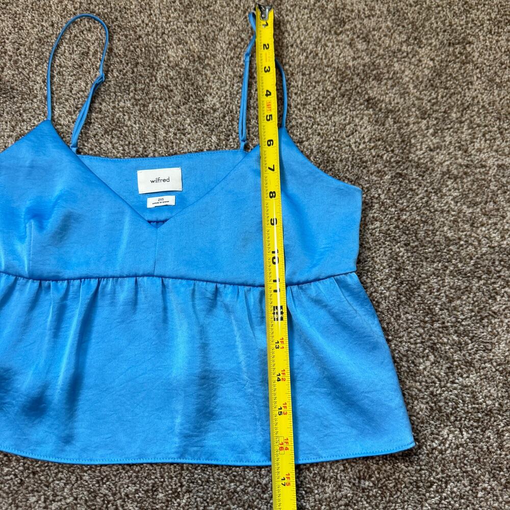 Aritzia Wilfred Lover Satin Camisole V Neck Babydoll Poplin Size XXS Poppy Blue - Picture 11 of 11
